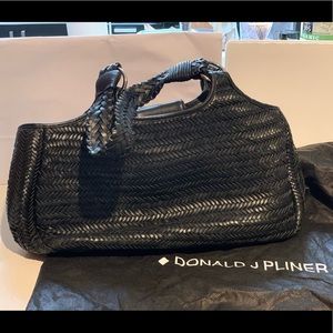 Donald J Pliner Black Leather Tote Shoulder Bag